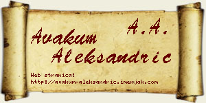 Avakum Aleksandrić vizit kartica